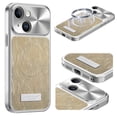 thumbnail image 1 of Case For Apple iPhone 15 6.1-inch, Compatible with MagSafe Water Ripple Electroplated Frame ShockProof Protective Car Mounted Magnetic Case,Gold,For iPhone 15, 1 of 6