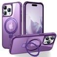 thumbnail image 1 of Case for Apple iPhone 15,Decase Ultra Slim Matte Translucent Shell,Support Wireless Charging,MagSafe Magnetic Shockproof Phone Cover With Ring Kickstand,for iPhone 15 - purple, 1 of 6