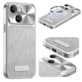 thumbnail image 1 of Case For Apple iPhone 15 Plus 6.7-inch, Compatible with MagSafe Water Ripple Electroplated Frame ShockProof Protective Car Mounted Magnetic Case,Siver,For iPhone 15 Plus, 1 of 6