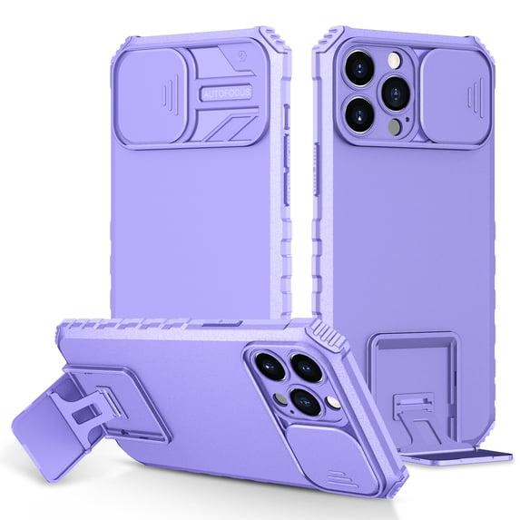 Case for Apple iPhone 16 Plus, Luxury Slide Lens Cover Shockproof Drop Protection Kickstand Holder Ultra Slim Lightweight Phone Case Cover for iPhone 16 Plus, Purple