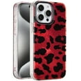 thumbnail image 1 of Case For Apple iPhone 16 Pro Max Glitter Leopard, Fashion Design Animal Skin Print Slim IMD TPU Dual Layer Shockproof Protective Phone Cover for iPhone 16 Pro Max Red Leopard, 1 of 9