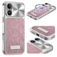 thumbnail image 1 of Case For Apple iPhone 17 6.3-inch, Compatible with MagSafe Water Ripple Electroplated Frame ShockProof Protective Car Mounted Magnetic Case,Pink,For iPhone 17, 1 of 6