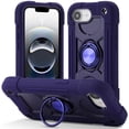 thumbnail image 1 of Case for Apple iPhone 17 Pro Max 6.9 Inch with Double ring Stand 360° rotating bracket PC+silicone, Heavy-Duty Military Grade Shockproof Phone Cover,Dark blue,For iPhone 17 Pro Max, 1 of 6
