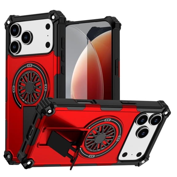 Case for Apple iPhone 17 Pro Max Built-in Stand [Compatible with Mag-Safe] Shockproof Protective rotating gyroscope magnetic Cover Case,Red,For iPhone 17 Pro Max