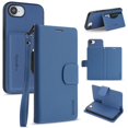 thumbnail image 1 of Case For Apple iPhone 17e / iPhone 16e 6.1 inch,RFID Blocking，Split PU Leather Detachable 2 In 1 Flip Folio Wallet With Multi-Card Slots,Wristband，Kickstand Magnetic Protective Cover,Blue, 1 of 9