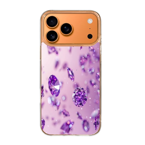 Case For Apple iPhone Air / 17 Pro / 17 Pro Max Series Case, Slim Thin Transparent Flexible Clear TPU Shockproof Phone Case For iPhone 17 Series, Purple Diamonds Falling