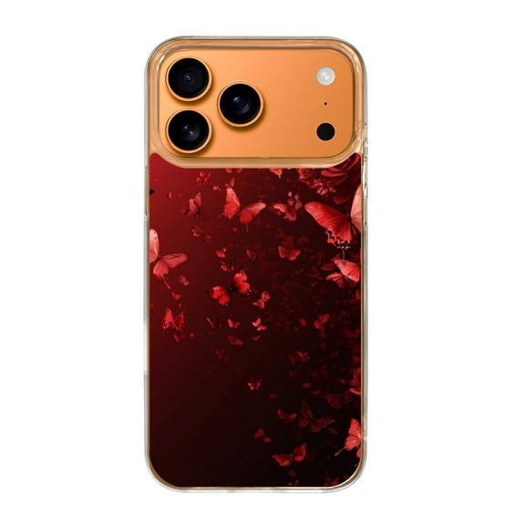 Case For Apple iPhone Air / 17 Pro / 17 Pro Max Series Case, Slim Thin Transparent Flexible Clear TPU Shockproof Phone Case For iPhone 17 Series, Red Rose Butterflies (3)