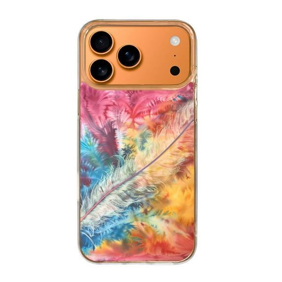 Case For Apple iPhone Air / 17 Pro / 17 Pro Max Series Case, Slim Thin Transparent Flexible Clear TPU Shockproof Phone Case For iPhone 17 Series, Tie-Dye Feathers