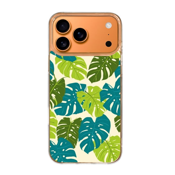 Case For Apple iPhone Air / 17 Pro / 17 Pro Max Series Case, Slim Thin Transparent Flexible Clear TPU Shockproof Phone Case For iPhone 17 Series, Tropical Leafs