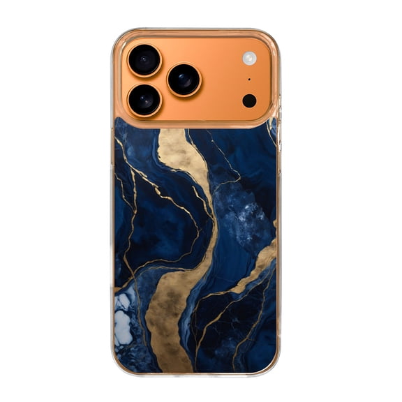 Case For Apple iPhone Air / 17 Pro / 17 Pro Max Series Case, Slim Thin Transparent Flexible Clear TPU Shockproof Phone Case For iPhone 17 Series, dark blue and gold tones
