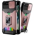 thumbnail image 1 of Case for Apple iPhone SE (2022/2020) with Card Holders, Cover with Slide Camera Protection Built-in Magnetic Kickstand Phone Case for Apple iPhone SE (2022/2020) TC Rose Gold, 1 of 7