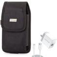 thumbnail image 1 of Case Belt Clip + 36W PD Home Charger for Motorola One 5G Ace Phone - Rugged Holster Canvas Cover and  Fast Type-C 6ft Long Cable USB-C Power Cord Combo for Motorola One 5G Ace, 1 of 11