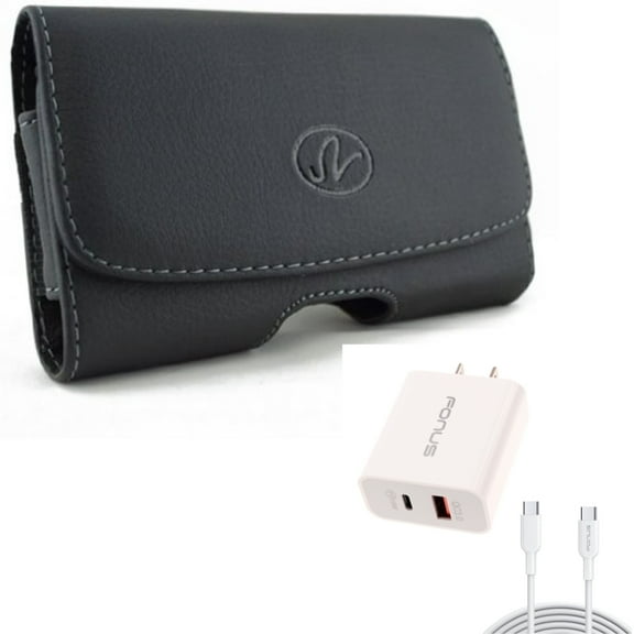 Case Belt Clip & 36W PD Home Charger for Samsung Galaxy S24 Plus - Leather Swivel Holster Loops, Fast Type-C 6ft Long Cable USB-C Power Cord for Galaxy S24 Plus