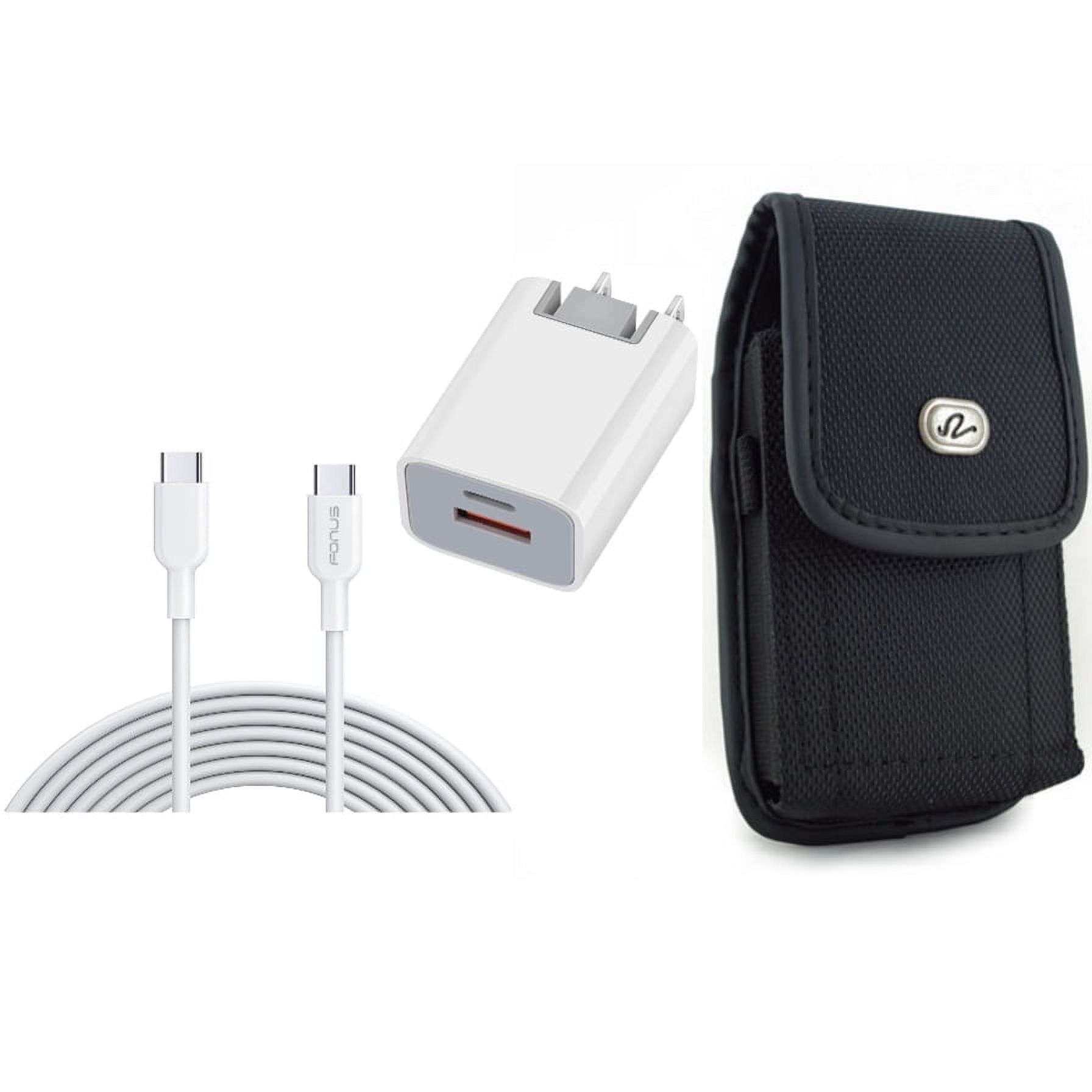 Case Belt Clip & 38W PD Home Charger for iPhone 15 Pro Max - Rugged Holster Canvas Cover and Fast Type-C 6ft Long Cable USB-C Power Cord G2B for iPhone 15 Pro Max (6.7")