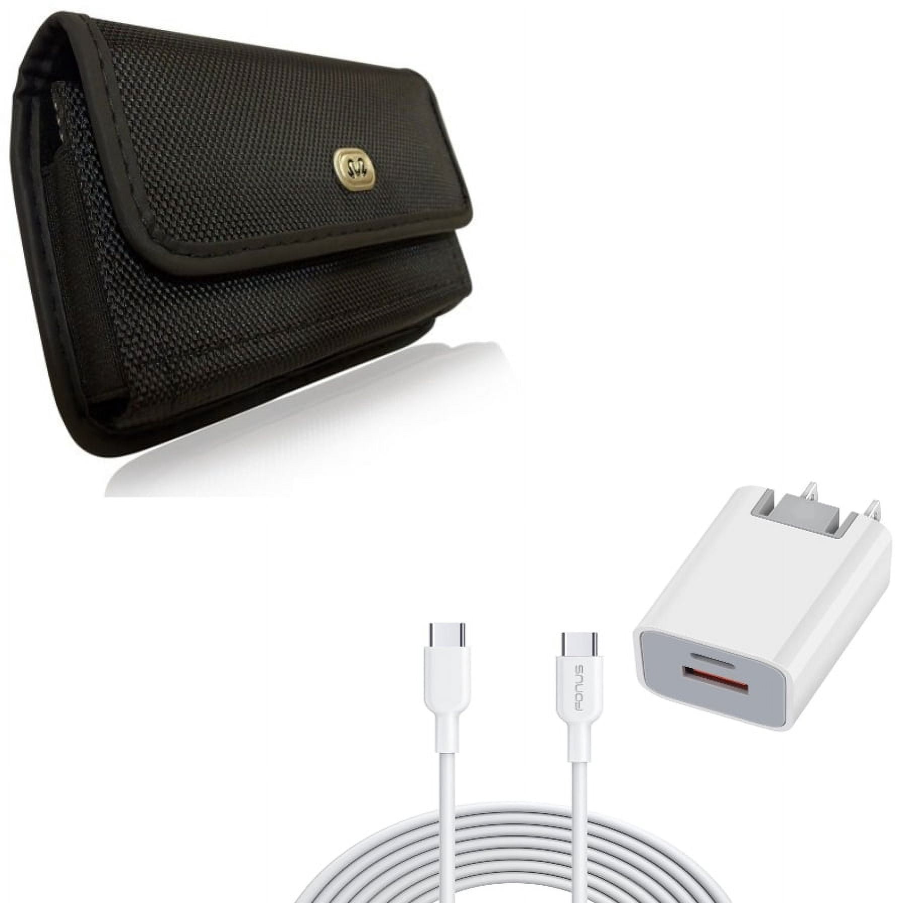 Case Belt Clip & 38W PD Home Charger for iPhone 15 Pro Max - Rugged Holster Canvas Cover and Fast Type-C 6ft Long Cable USB-C Power Cord J7W for iPhone 15 Pro Max (6.7")