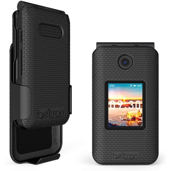 Case with Belt Clip for Cricket Debut Flip, AT&T Cingular Flip 4, Protective Snap On Cover with Rotating Belt Clip Holster Combo for Cricket Debut Flip U102AC, AT&T Cingular Flip IV U102AA - Black