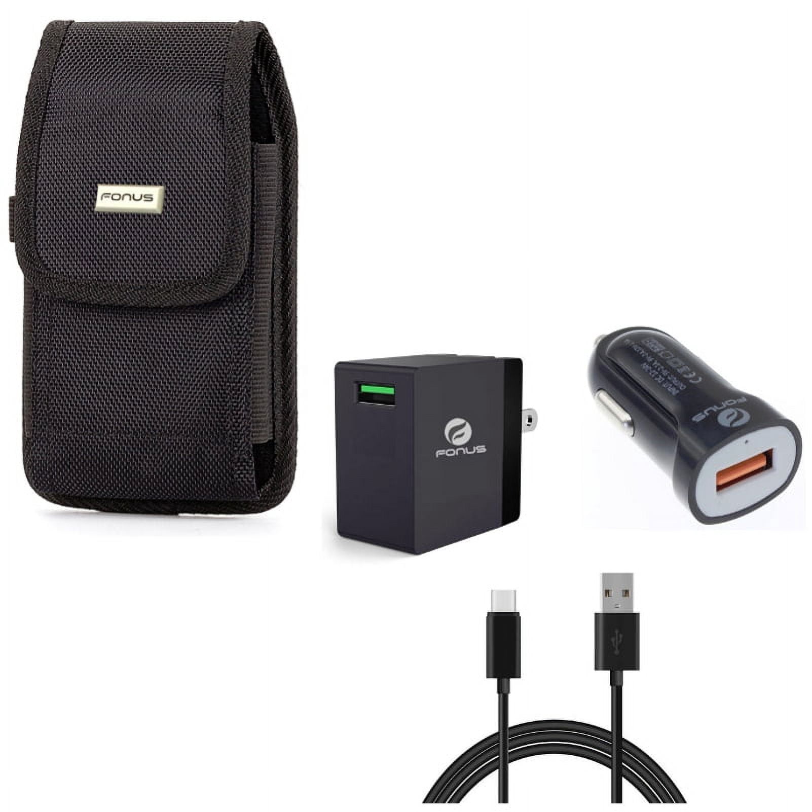 Case Belt Clip & Fast Home Car Charger for Samsung Galaxy S22 Ultra,S21,Ultra,S20 Ultra,Plus,Fan Edition,FE 5G - Rugged Holster + USB Cable Type-C 6ft Long Combo