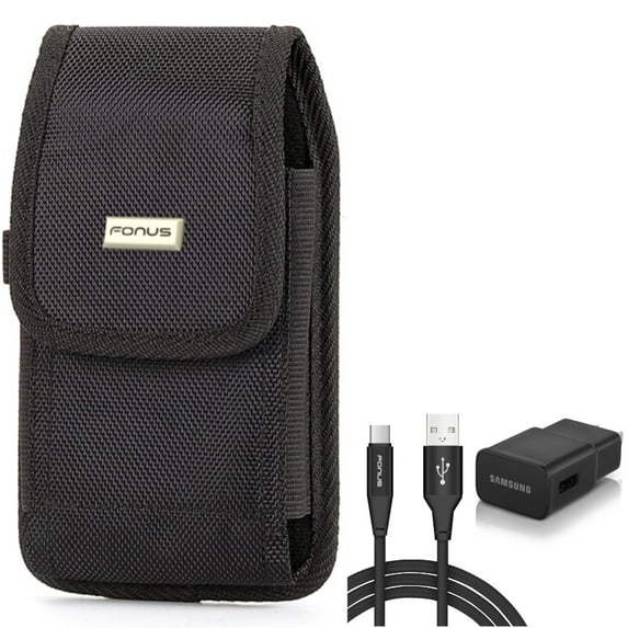 Case Belt Clip & Fast Home Charger for Samsung Galaxy S22 Ultra,S21,Ultra,S20 Ultra,Plus,Fan Edition,FE 5G - Rugged Holster + Type-C 6ft USB Cable Combo