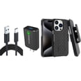 thumbnail image 1 of Case Belt Clip & Home Charger for iPhone 15 Pro - Holster Swivel Cover Kickstand and 18W Fast 6ft USB Cable Type-C Quick Charge Z7G for iPhone 15 Pro (6.1"), 1 of 11