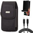 thumbnail image 1 of Case Belt Clip & Privacy Screen Protector & 10ft Long USB-C Cable for Samsung Galaxy S22 Ultra (6.8") - Combo Rugged Holster Canvas & TPU Film (Fingerprint) Anti-Peep & PD Fast Charger Cord Power, 1 of 1