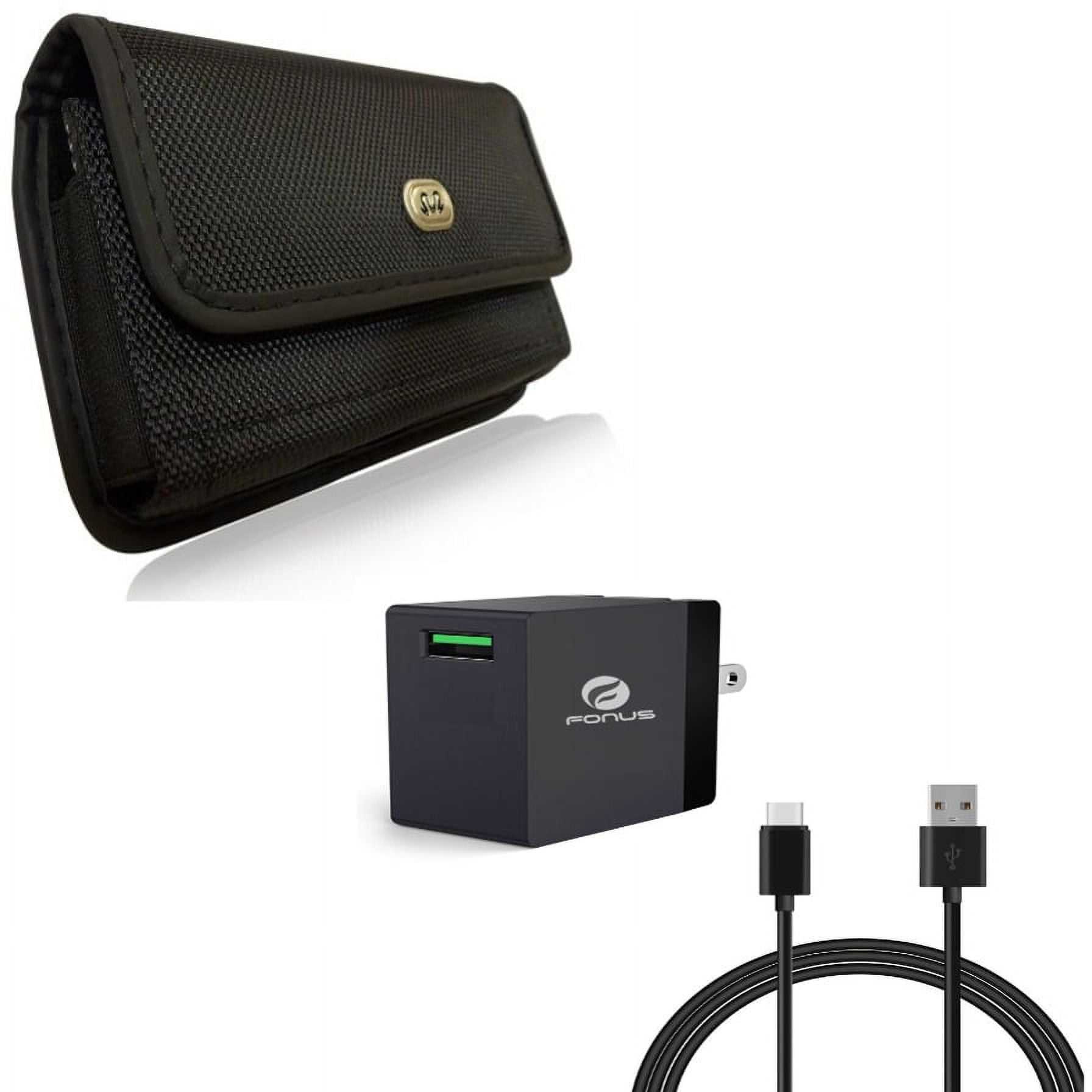 Case Belt Clip & Quick Home Charger for iPhone 15 Pro Max - Rugged Holster Canvas Cover and 18W 6ft USB Cable Power Cord Z7G for iPhone 15 Pro Max (6.7")