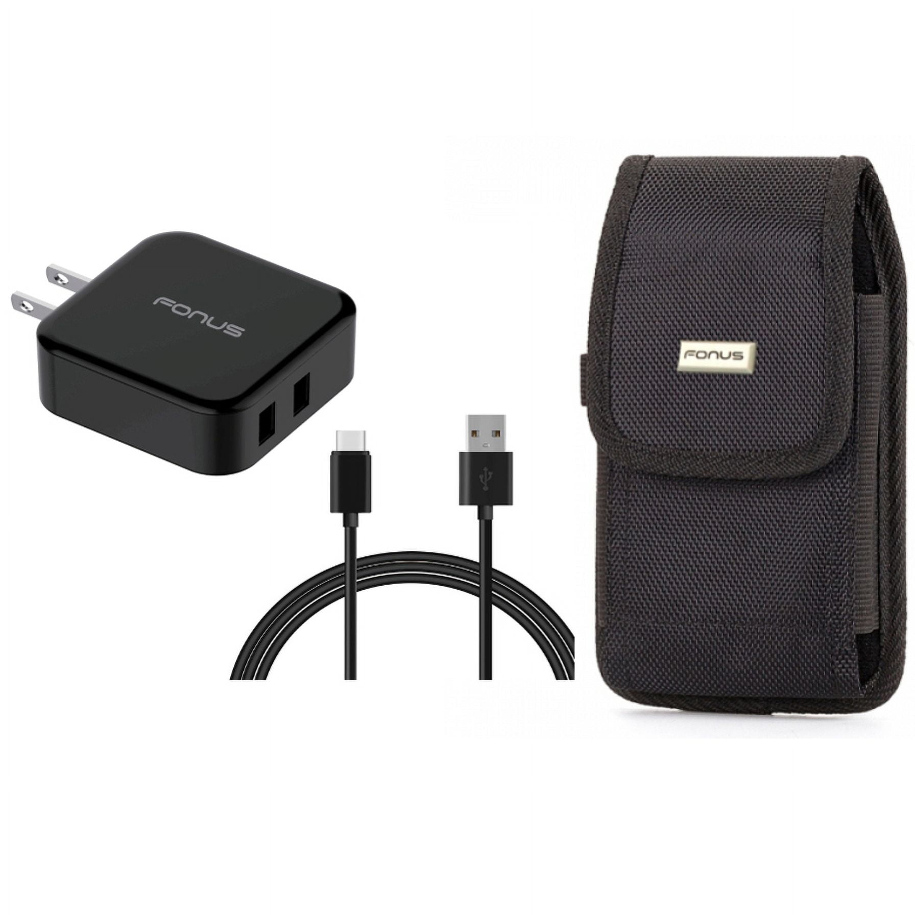 Case Belt Clip & Quick Home Charger for iPhone 15 Pro Max - Swivel Holster Rugged Cover and 30W 6ft USB Cable 2-Port USB Power Cord O1O for iPhone 15 Pro Max (6.7")