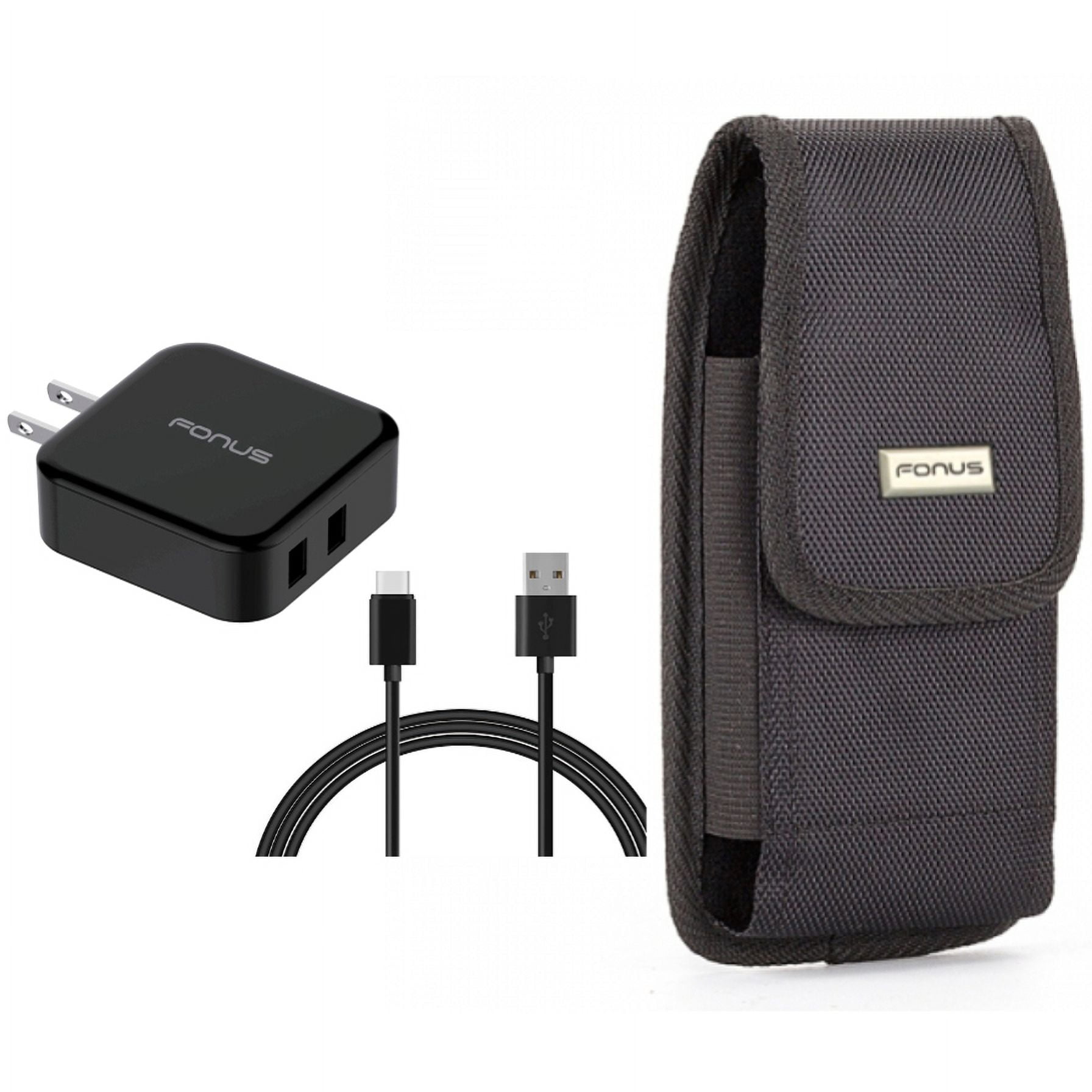 Case Belt Clip & Quick Home Charger for iPhone 15 Pro - Swivel Holster Rugged Cover and 30W 6ft USB Cable 2-Port USB Power Cord L9Z for iPhone 15 Pro (6.1")