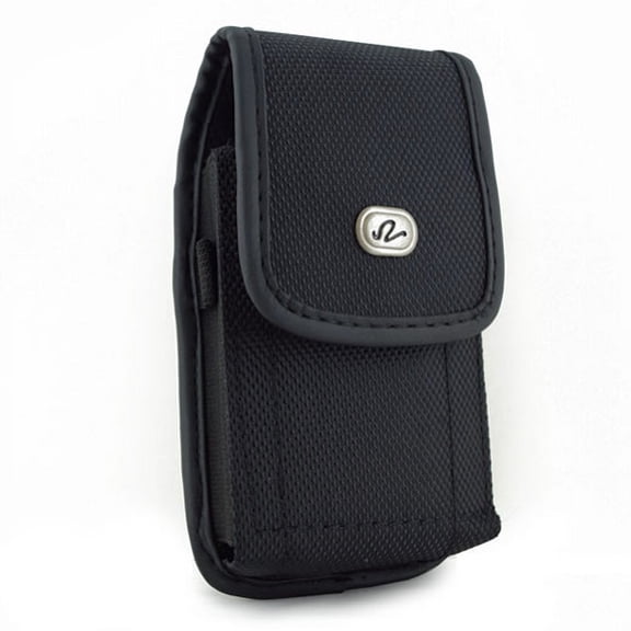 Case Belt Clip Rugged Holster for Samsung Galaxy Express Prime, J7 Perx J5 J3 Emerge, S6 Edge, Avant Amp 2 Alpha A5 - Canvas Cover Pouch Carry Protective Black