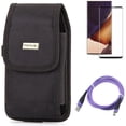 thumbnail image 1 of Case Belt Clip & Screen Protector & 6ft USB Cable for Samsung Galaxy Note 20 Ultra (6.9") - Combo with Rugged Holster & Tempered Glass (Fingerprint Unlock) & Purple Type-C, 1 of 17