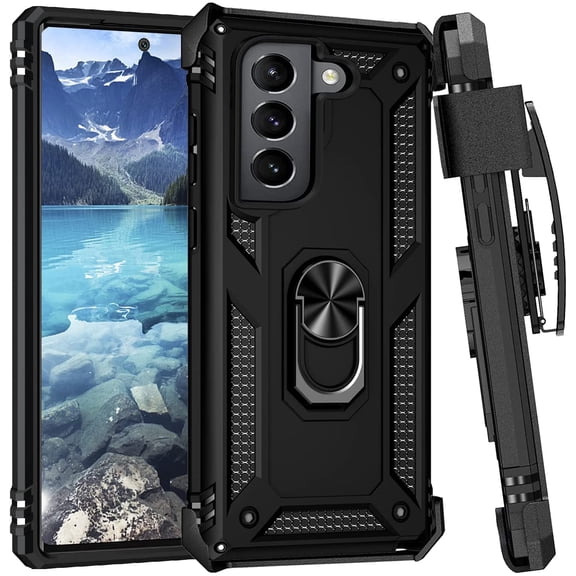 Case Belt Clip for Samsung Galaxy S22 Plus Phone - Holster Swivel Metal Ring Cover Kickstand Armor Combo Q2M for Samsung Galaxy S22 Plus