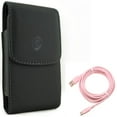 thumbnail image 1 of Case Belt Clip w 10ft Long USB-C Cable for Samsung Galaxy A73 5G,A13 5G,A03s Phones - Leather Holster Cover Pouch, Pink Charger Cord Power Wire Type-C, 1 of 10