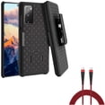 thumbnail image 1 of Case Belt Clip w 10ft PD Cable for Samsung Galaxy S20 Fan Edition - Holster Swivel Cover Kickstand, Type-C to USB-C Charger Cord Power Wire fits Galaxy S20 FE (Fan Edition), 1 of 14