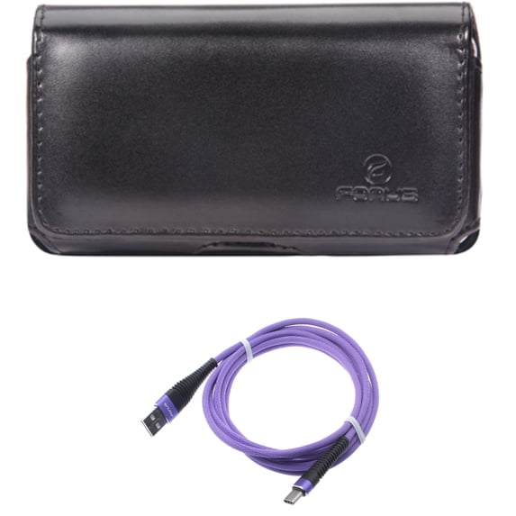 Case Belt Clip w 10ft USB-C Cable for Samsung Galaxy S22,S21,S20 - Leather Swivel Holster, Purple Type-C Charger Cord Combo
