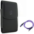 thumbnail image 1 of Case Belt Clip w 10ft USB Cable for Samsung Galaxy A73 5G,A13 5G,A03s Phones - Leather Holster Cover Pouch, Purple Type-C Charger Cord Power, 1 of 11