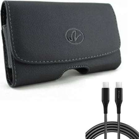 Case Belt Clip w 6ft Long USB-C Cable for Samsung Galaxy S20 Fan Edition - Leather Swivel Holster Loops, PD Fast Charger Cord Power Wire [Type-C to Type-C] fits Galaxy S20 FE (Fan Edition)
