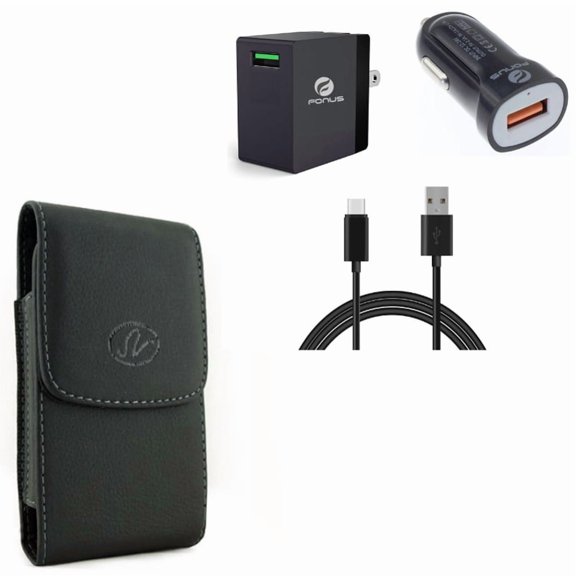 Case Belt Clip w Fast Home Car Charger for Samsung Galaxy A53 5G,A33 5G Phones - Leather Holster Cover Pouch, USB-C Cable Type-C 6ft Long Travel