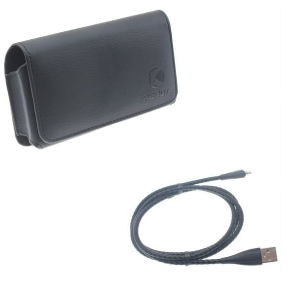 Case Belt Clip w Metal USB Cable for iPhone 8/7/6S/6 - Leather Swivel Holster Loops Cover, 3ft Charger Cord Power Wire Braided for iPhone 8/7/6S/6 Models