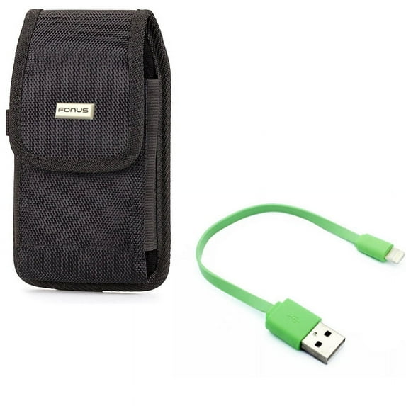 Case Belt Clip w Short USB Cable for iPhone XR - Swivel Holster Rugged Cover Pouch, Charger Cord Power Wire Fast Charge Compatible With iPhone XR