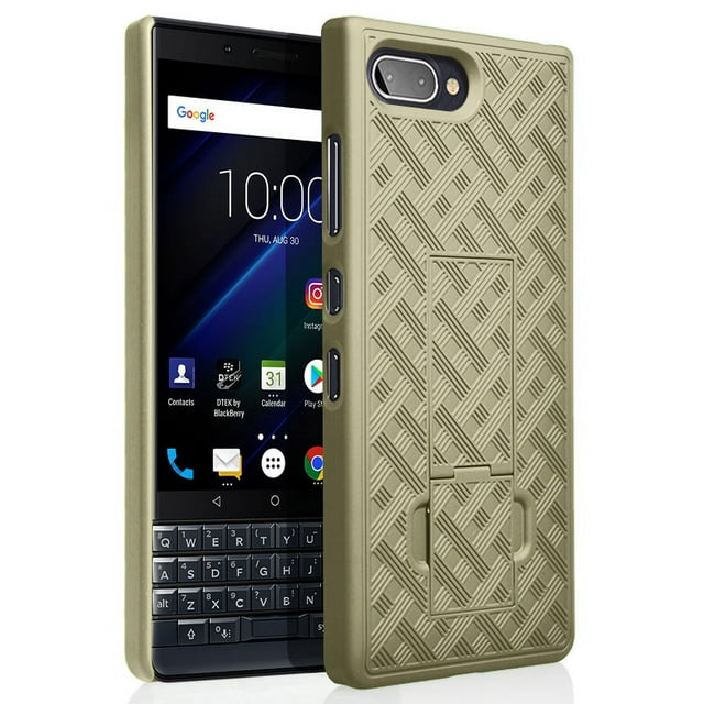 Case for BlackBerry Key2 LE, Nakedcellphone [Champagne Gold] Slim Ribbed Hard Shell Cover [with Kickstand] for BlackBerry Key2 LE Phone [[ONLY LE MODEL]] BBE100-1, BBE100-2, BBE100-4, BBE100-5