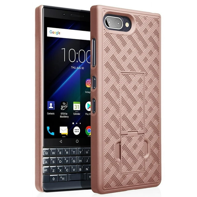 Case for BlackBerry Key2 LE, Nakedcellphone [Rose Gold Pink] Slim Ribbed Hard Shell Cover [with Kickstand] for BlackBerry Key2 LE Phone [ONLY LE MODEL] BBE100-1, BBE100-2, BBE100-4, BBE100-5