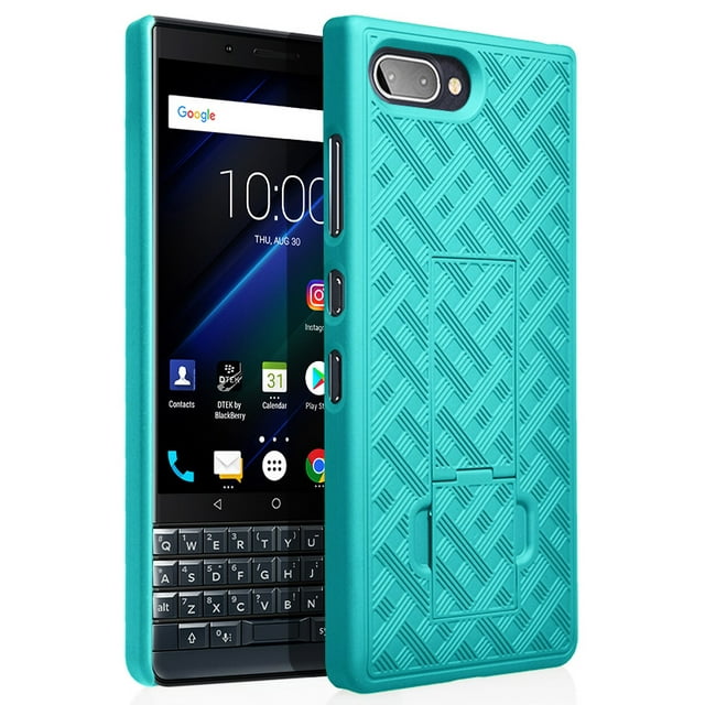 Case for BlackBerry Key2 LE, Nakedcellphone [Teal Mint Cyan] Slim Ribbed Hard Shell Cover [with Kickstand] for BlackBerry Key2 LE Phone [[ONLY LE MODEL]] BBE100-1, BBE100-2, BBE100-4, BBE100-5