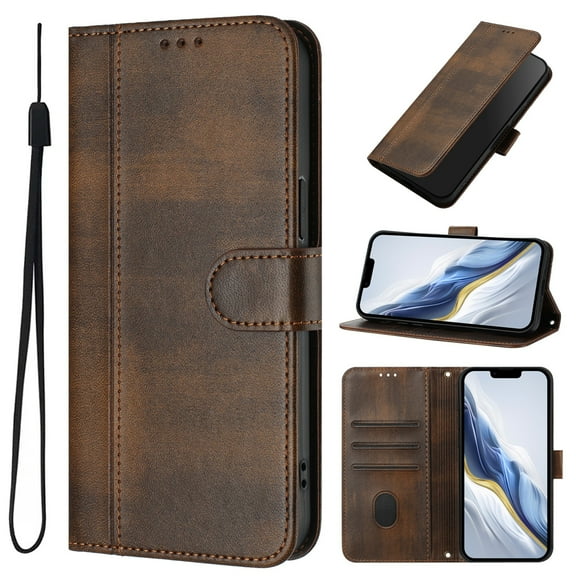 Case for Blackview Oscal Tiger 12 Wallet Case, Card Holder Slots, PU Leather Phone Cover, Wrist Strap, Magnetic Closure,Stand Flip Shockproof Protective Case