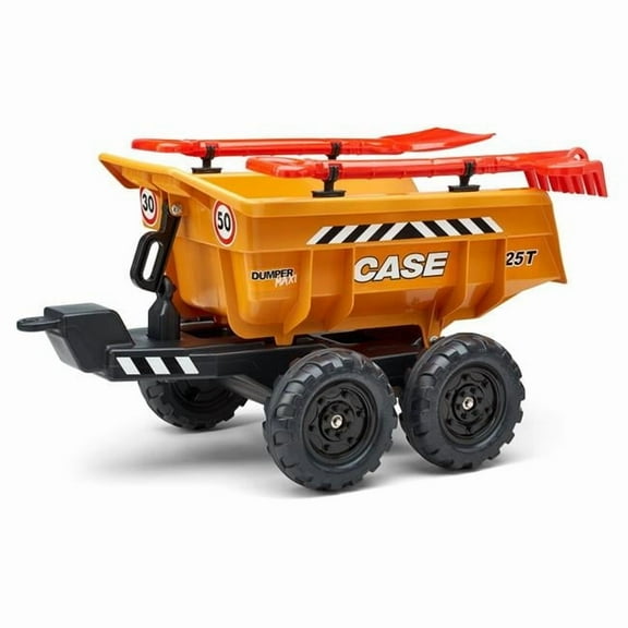 Falk FA940CE Case CE Twin Axles Maxi Dumper Trailer with Shovel & Rake, Orange