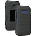 thumbnail image 1 of Case for Cingular Flip 4 (U102AA) / Cricket Debut Flip 2020 (U102AC) Case, Nakedcellphone Protective Hard Cover with Grid Texture - Black Tread, 1 of 10