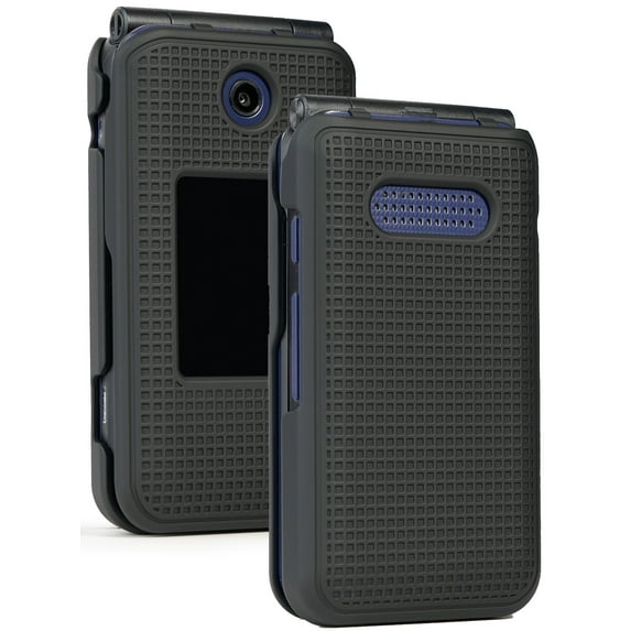 Case for Cingular Flip 4 (U102AA) / Cricket Debut Flip 2020 (U102AC) Case, Nakedcellphone Protective Hard Cover with Grid Texture - Black Tread