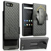 Case with Clip for BlackBerry KEY2, Nakedcellphone Black Kickstand Cover with [Rotating/Ratchet] Belt Hip Holster Combo for BlackBerry KEY2 Phone, Key 2 BBF100-1, BBF100-6