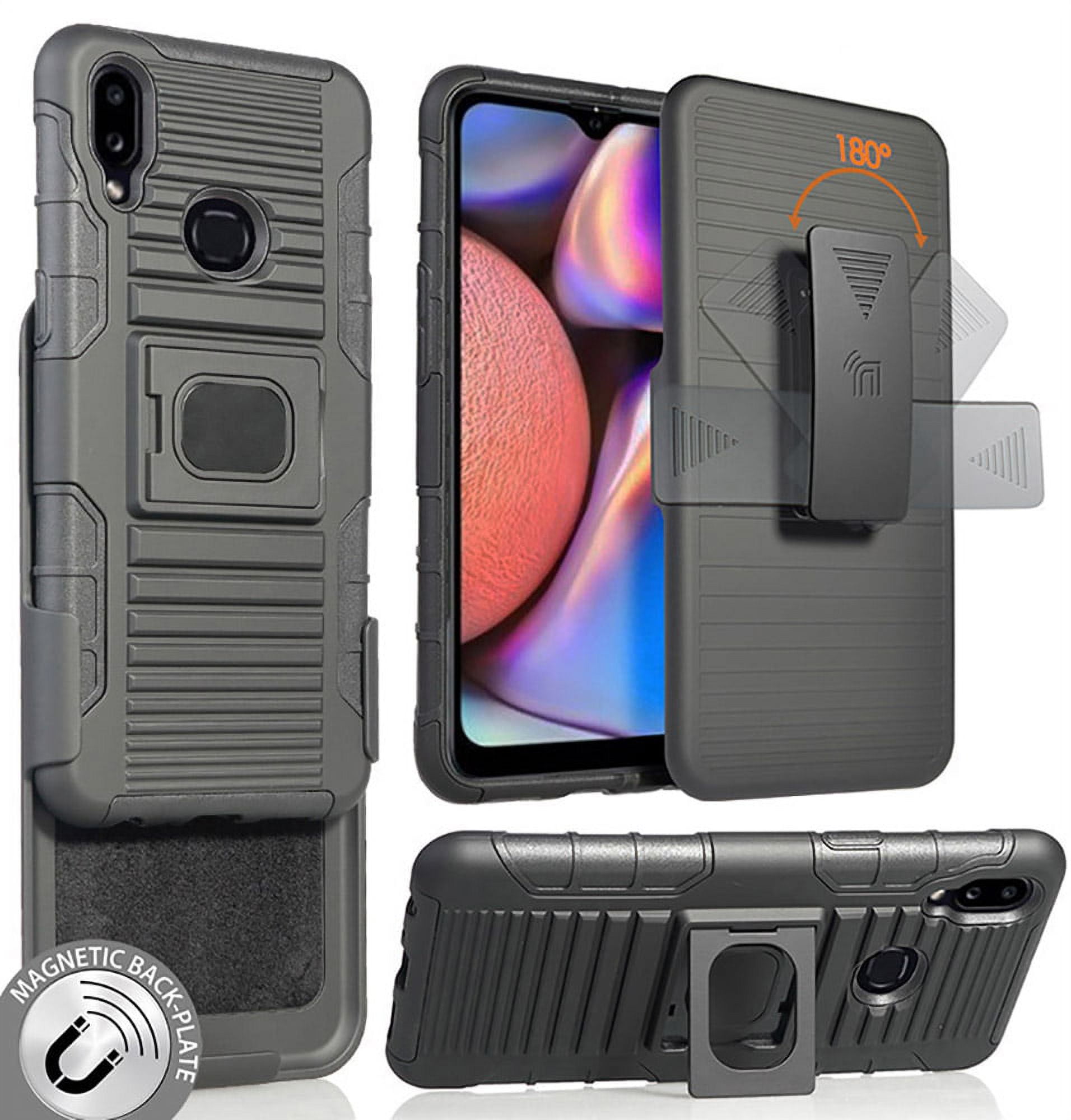 Case with Clip for Galaxy A10s, Nakedcellphone Black Rugged Cover [with ...