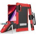thumbnail image 1 of Case with Clip for Galaxy Note 10, Red Tri-Shield [Military Grade] Rugged Cover with Metal Kickstand [Wrist Strap Lanyard + Belt Hip Holster] for Samsung Galaxy Note 10 Phone (SM-N970, SM-N971), 1 of 10