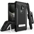 thumbnail image 1 of Case with Clip for Galaxy S9 Plus, Black Tri-Shield Rugged Hybrid Cover with Belt Hip/Holster Combo [with Magnetic Kickstand] and [Bonus Lanyard Wrist Strap] for Samsung Galaxy S9+ (SM-G965), 1 of 6