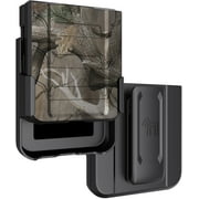 Case with Clip for Galaxy Z Flip 5 5G, Nakedcellphone Rugged Cover and Ratchet Belt Hip Holster for Samsung Z Flip5 Phone SM-F731U - Outdoor Camo Tree Leaf Real Woods
